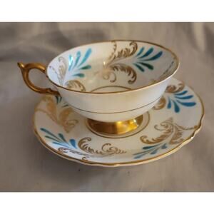 Paragon Cup & Saucer, Blue and Gold, Vintage Fine Bone China, Made in England
